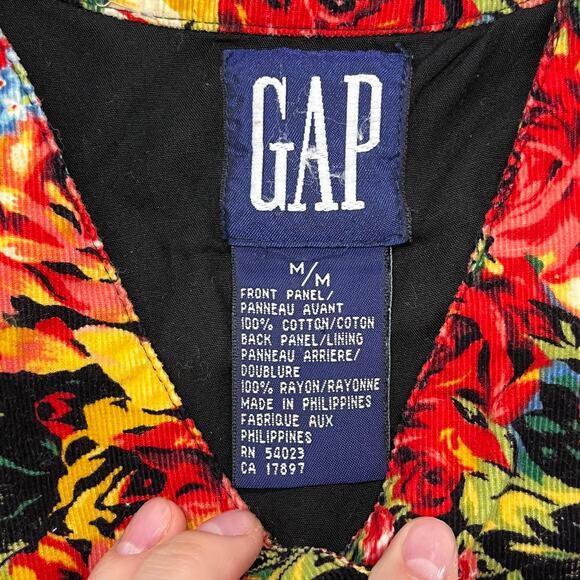 Vintage‎ 90s GAP Floral Womens M Flower V-Neck Button Vest Shirt Cropped Dainty - Picture 4 of 8
